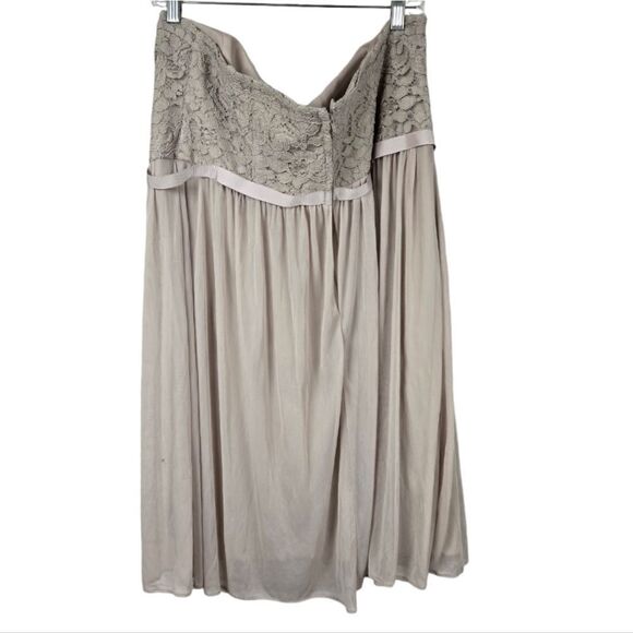 David's Bridal Short Lace Mesh Dress with Halter Neckline Biscotti Beige Size 16 - Picture 8 of 14